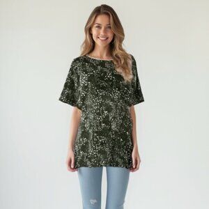 Banana Republic Mistletoe Floral Top S Green Pink Silk-Blend Office 🌟